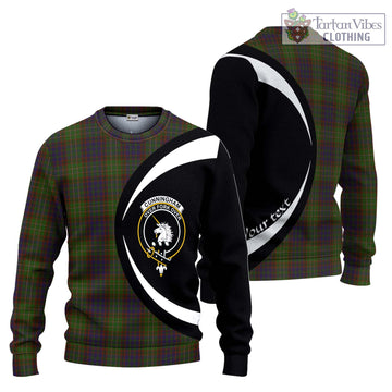 Cunningham Hunting Modern Tartan Ugly Sweater with Family Crest Circle Style