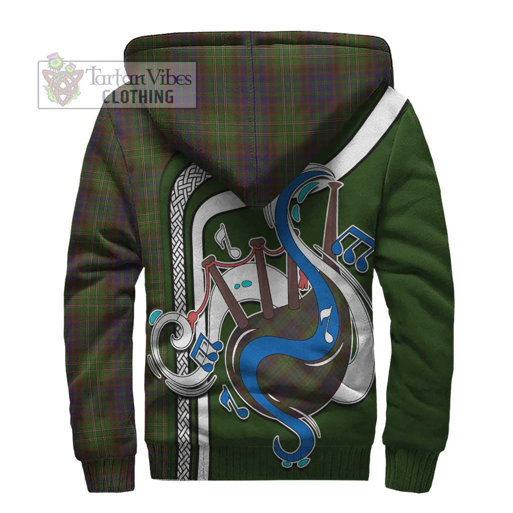 Cunningham Hunting Modern Tartan Sherpa Hoodie with Epic Bagpipe Style - Tartanvibesclothing Shop