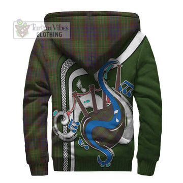 Cunningham Hunting Modern Tartan Sherpa Hoodie with Epic Bagpipe Style