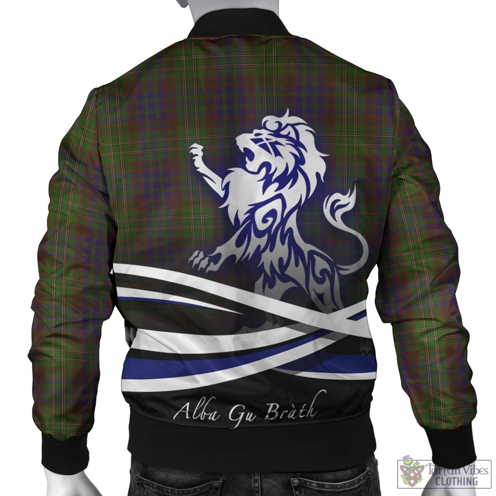 Tartan Vibes Clothing Cunningham Hunting Modern Tartan Bomber Jacket with Alba Gu Brath Regal Lion Emblem