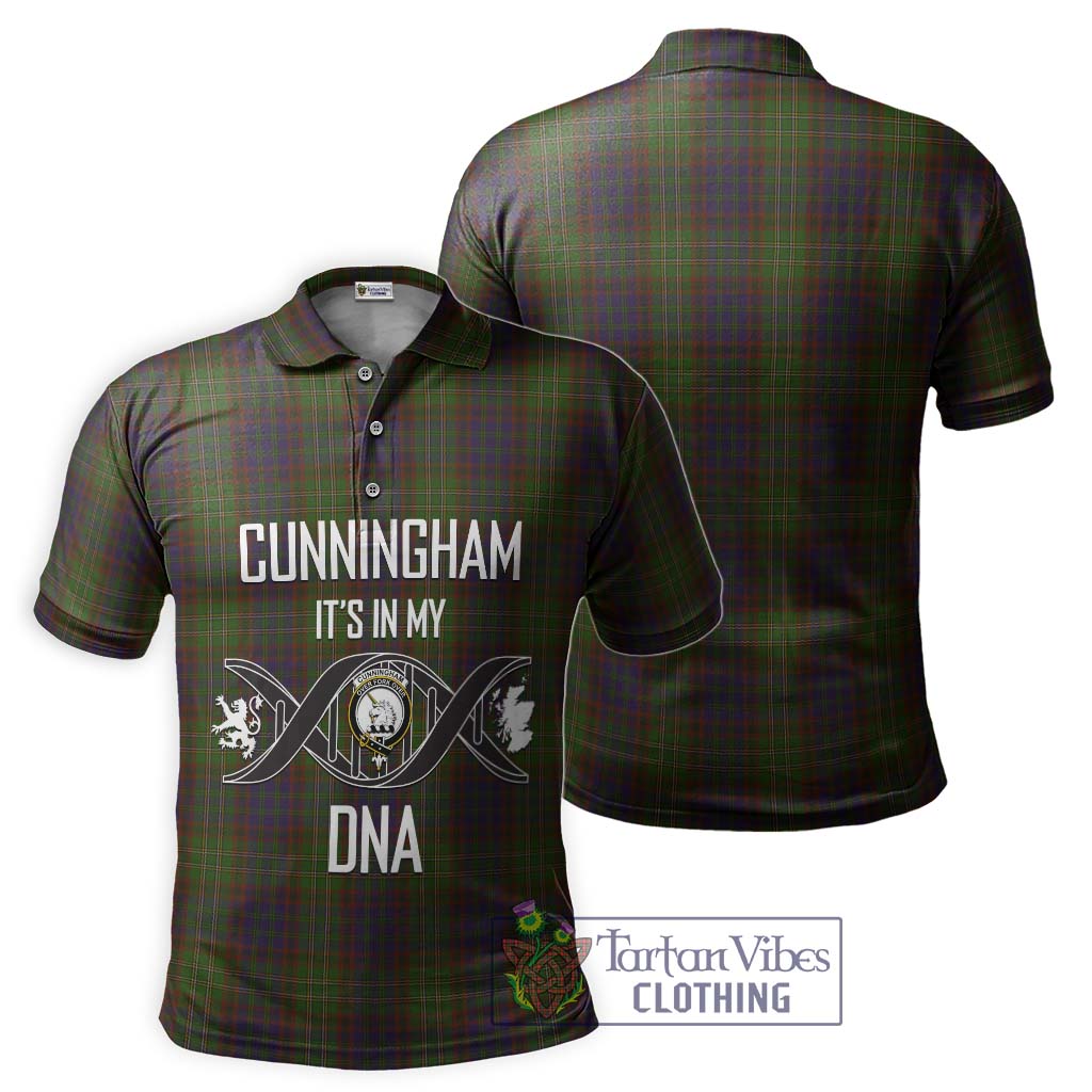 Tartan Vibes Clothing Cunningham Hunting Modern Tartan Polo Shirt with Family Crest DNA In Me Style