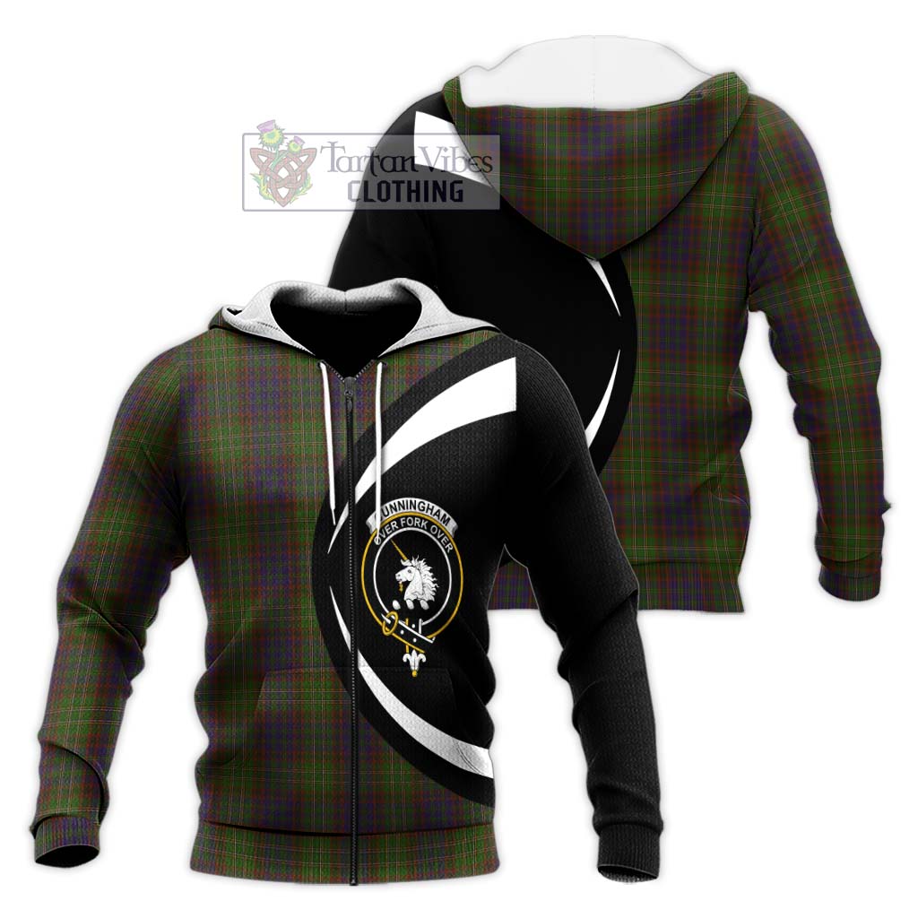 Cunningham Hunting Modern Tartan Knitted Hoodie with Family Crest Circle Style Unisex Knitted Zip Hoodie - Tartan Vibes Clothing