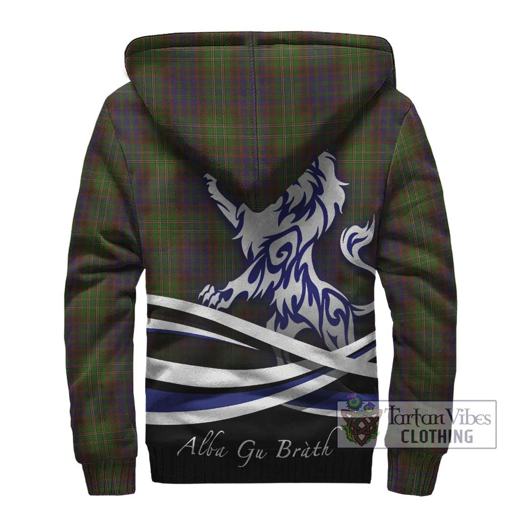 Cunningham Hunting Modern Tartan Sherpa Hoodie with Alba Gu Brath Regal Lion Emblem - Tartanvibesclothing Shop