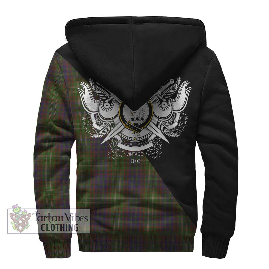 Cunningham Hunting Modern Tartan Sherpa Hoodie with Family Crest and Military Logo Style - Tartanvibesclothing Shop