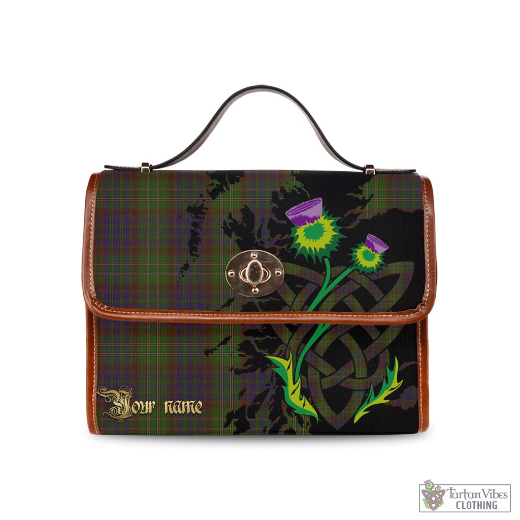 Tartan Vibes Clothing Cunningham Hunting Modern Tartan Waterproof Canvas Bag with Scotland Map and Thistle Celtic Accents