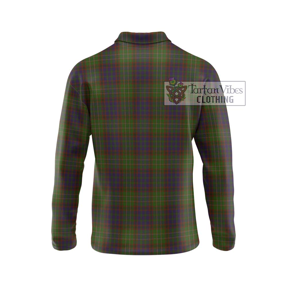 Cunningham Hunting Modern Tartan Long Sleeve Polo Shirt with Family Crest DNA In Me Style - Tartanvibesclothing Shop