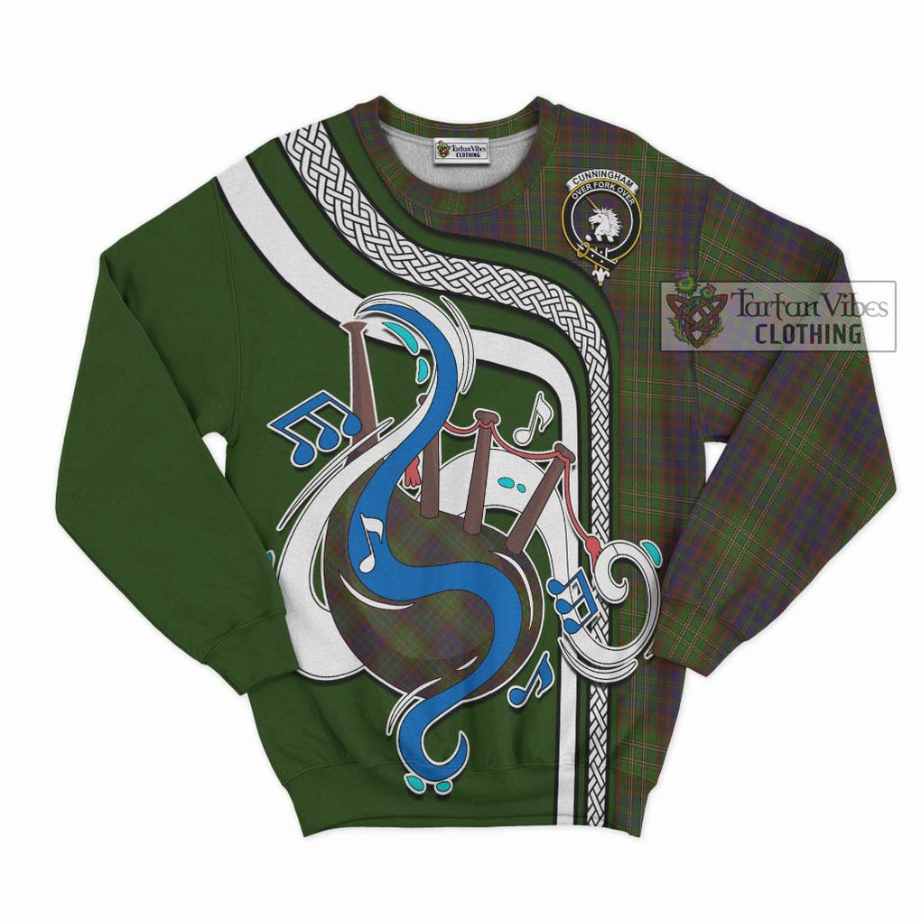 Cunningham Hunting Modern Tartan Sweatshirt with Epic Bagpipe Style - Tartanvibesclothing Shop