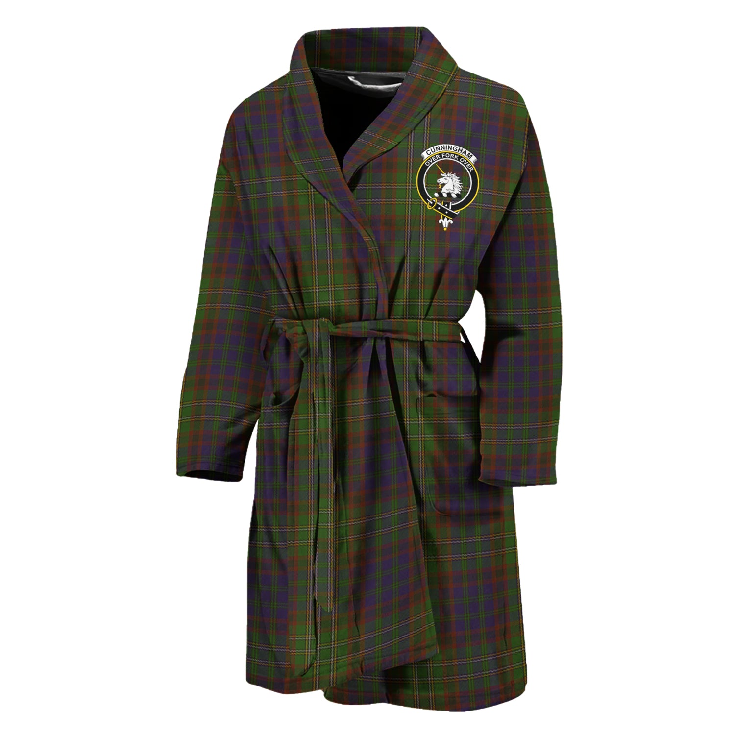 Cunningham Hunting Modern Tartan Bathrobe with Family Crest Unisex M - Tartan Vibes Clothing