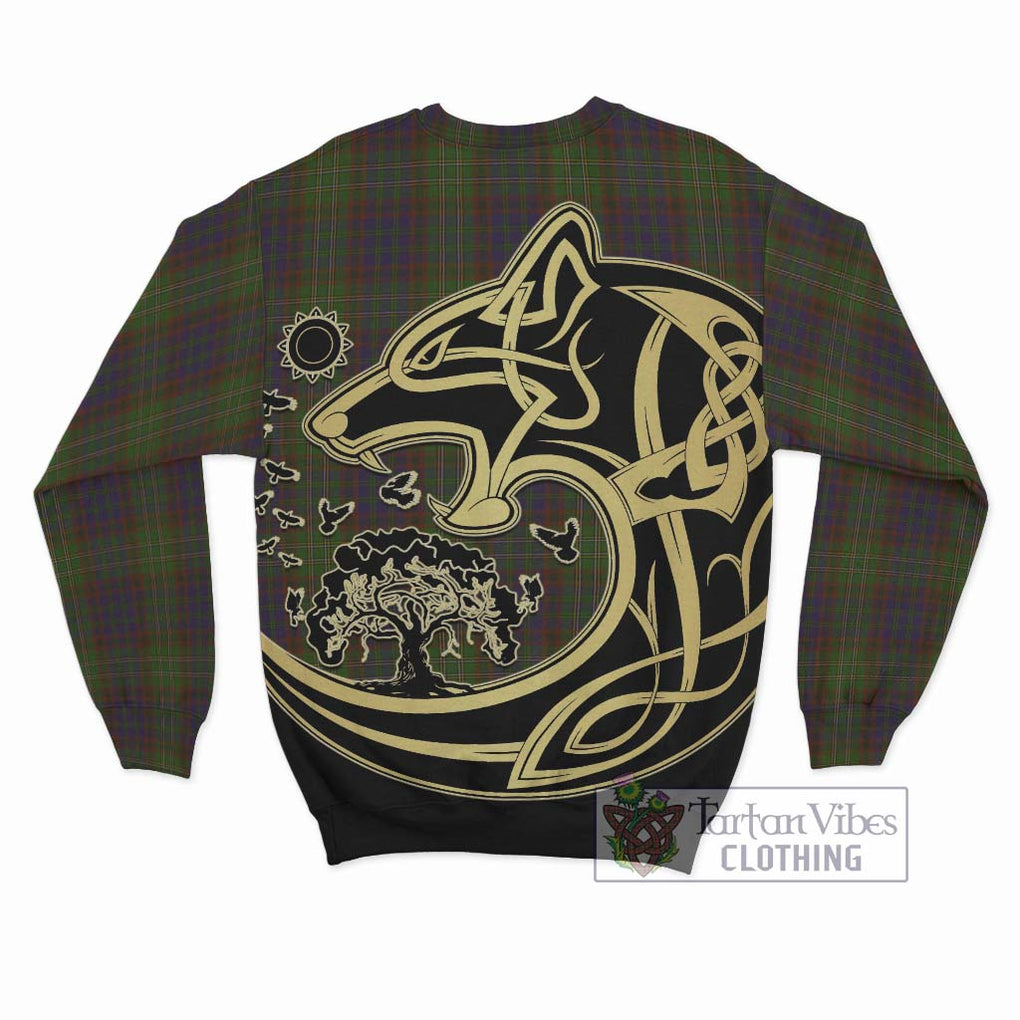 Cunningham Hunting Modern Tartan Sweatshirt with Family Crest Celtic Wolf Style - Tartan Vibes Clothing