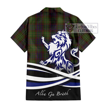 Cunningham Hunting Modern Tartan Short Sleeve Button Shirt with Alba Gu Brath Regal Lion Emblem