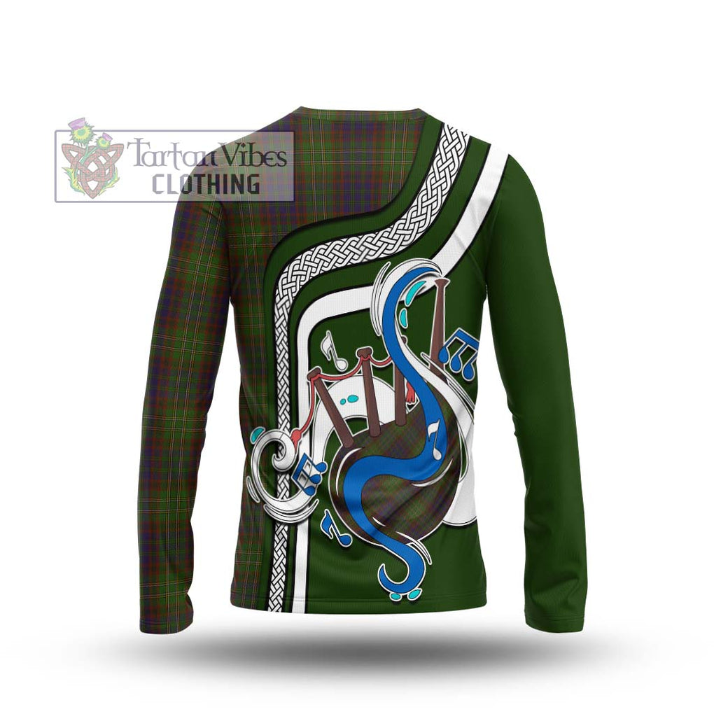 Tartan Vibes Clothing Cunningham Hunting Modern Tartan Long Sleeve T-Shirt with Epic Bagpipe Style