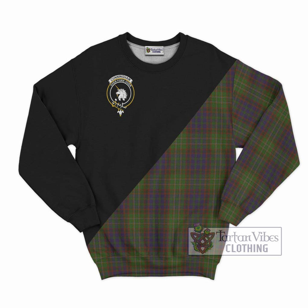 Cunningham Hunting Modern Tartan Sweatshirt with Family Crest and Military Logo Style - Tartanvibesclothing Shop