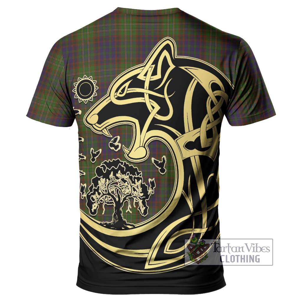 Cunningham Hunting Modern Tartan T-Shirt with Family Crest Celtic Wolf Style - Tartan Vibes Clothing