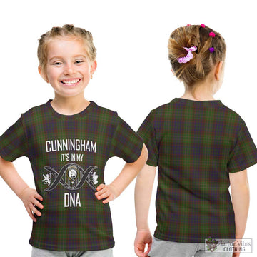 Cunningham Hunting Modern Tartan Kid T-Shirt with Family Crest DNA In Me Style