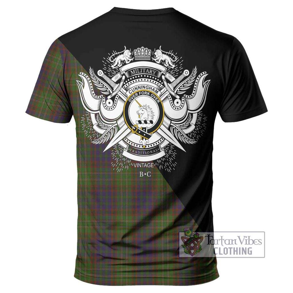 Cunningham Hunting Modern Tartan T-Shirt with Family Crest and Military Logo Style - Tartanvibesclothing Shop