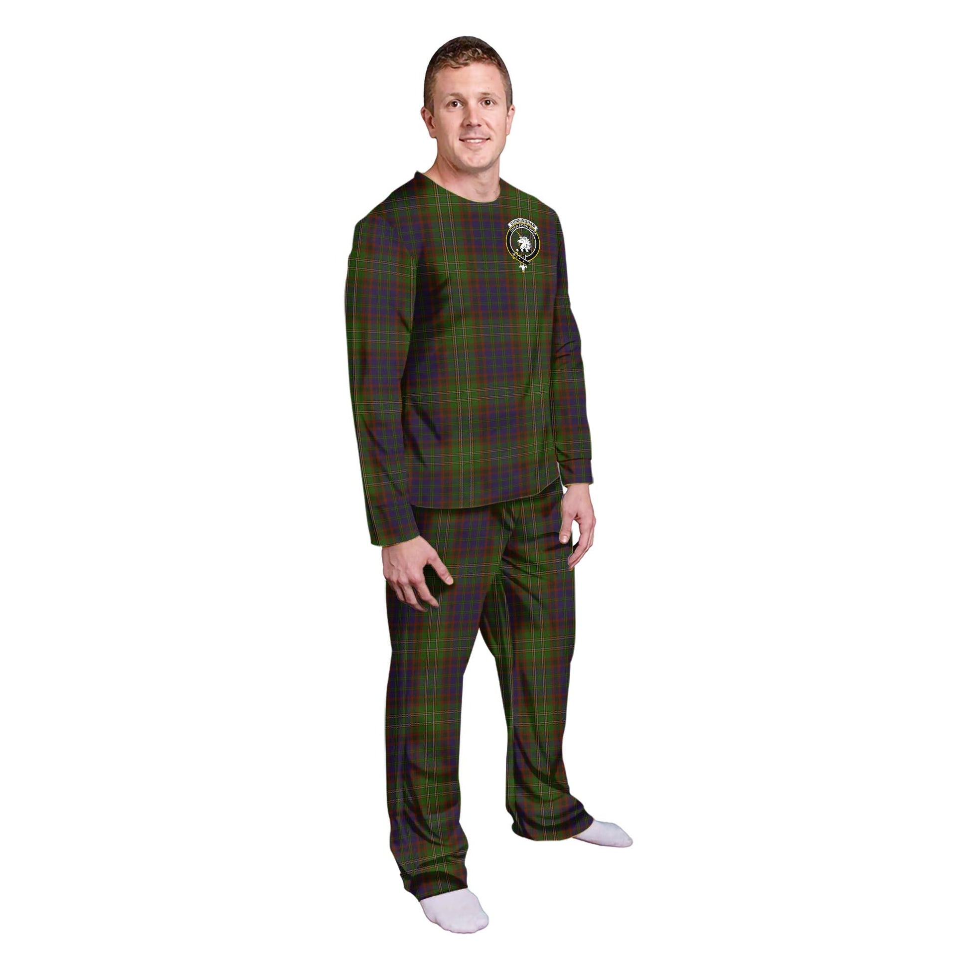 Cunningham Hunting Modern Tartan Pajamas Family Set with Family Crest - Tartan Vibes Clothing