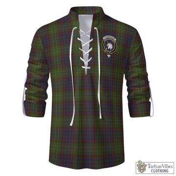 Cunningham Hunting Modern Tartan Men's Scottish Traditional Jacobite Ghillie Kilt Shirt with Family Crest