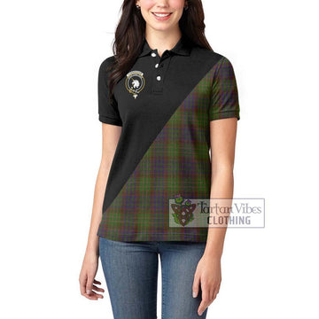 Cunningham Hunting Modern Tartan Women's Polo Shirt with Family Crest and Military Logo Style