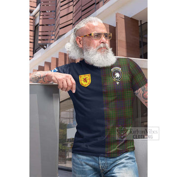 Cunningham Hunting Modern Tartan Cotton T-shirt with Scottish Lion Royal Arm Half Style