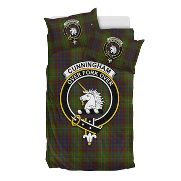 Cunningham Hunting Modern Tartan Bedding Set with Family Crest