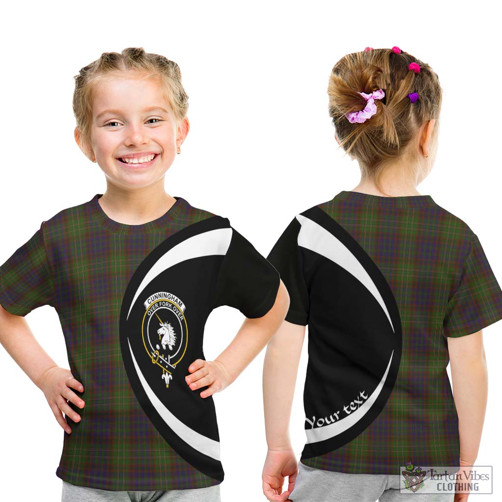 Cunningham Hunting Modern Tartan Kid T-Shirt with Family Crest Circle Style - Tartan Vibes Clothing