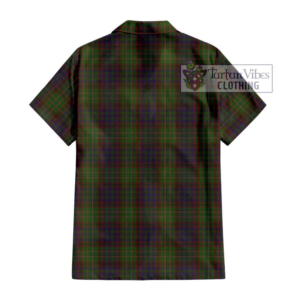 Cunningham Hunting Modern Tartan Short Sleeve Button Shirt with Family Crest DNA In Me Style - Tartanvibesclothing Shop