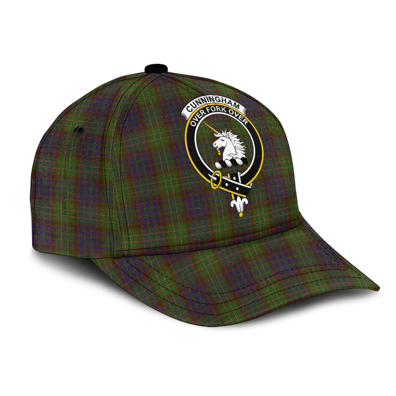 Cunningham Hunting Modern Tartan Classic Cap with Family Crest - Tartan Vibes Clothing