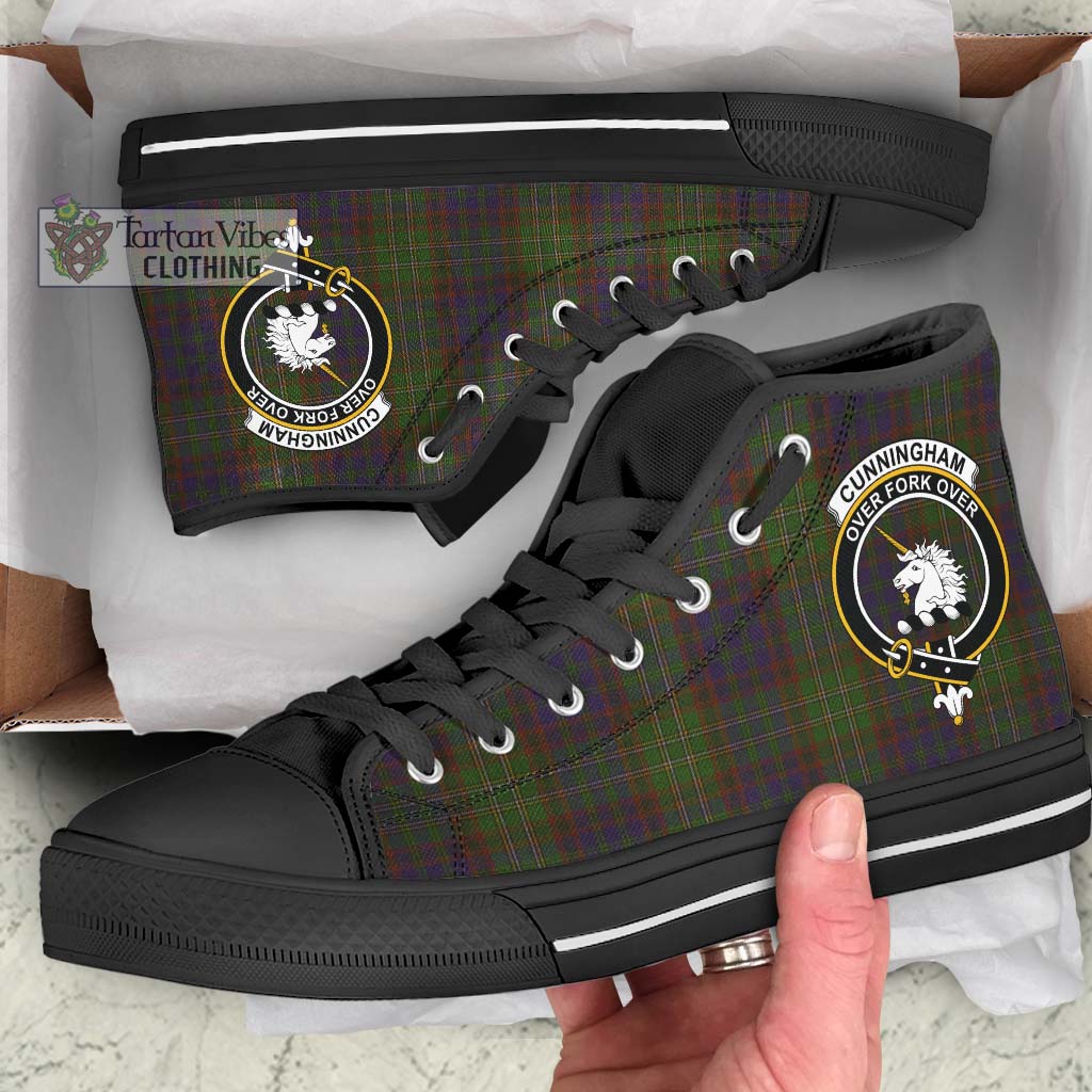 Tartan Vibes Clothing Cunningham Hunting Modern Tartan High Top Shoes with Family Crest