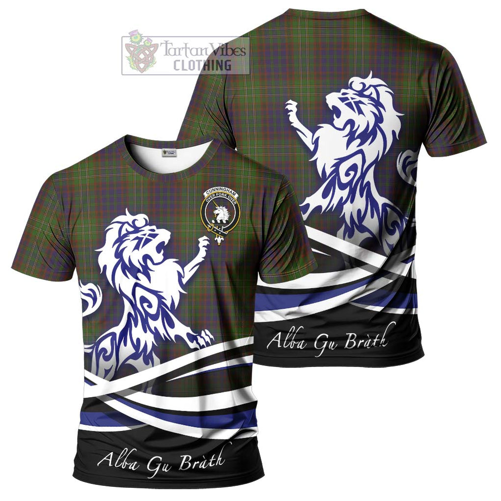 Tartan Vibes Clothing Cunningham Hunting Modern Tartan Cotton T-shirt with Alba Gu Brath Regal Lion Emblem