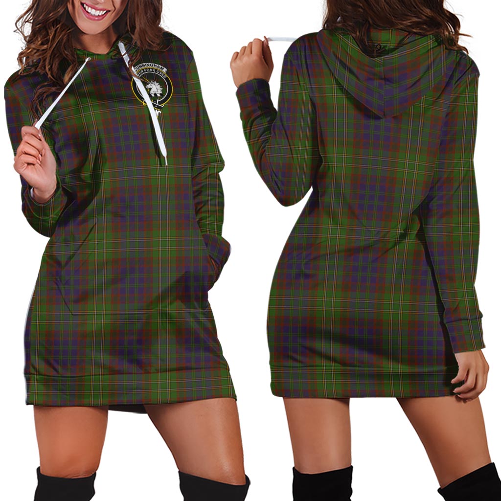 Cunningham Hunting Modern Tartan Hoodie Dress with Family Crest - Tartan Vibes Clothing