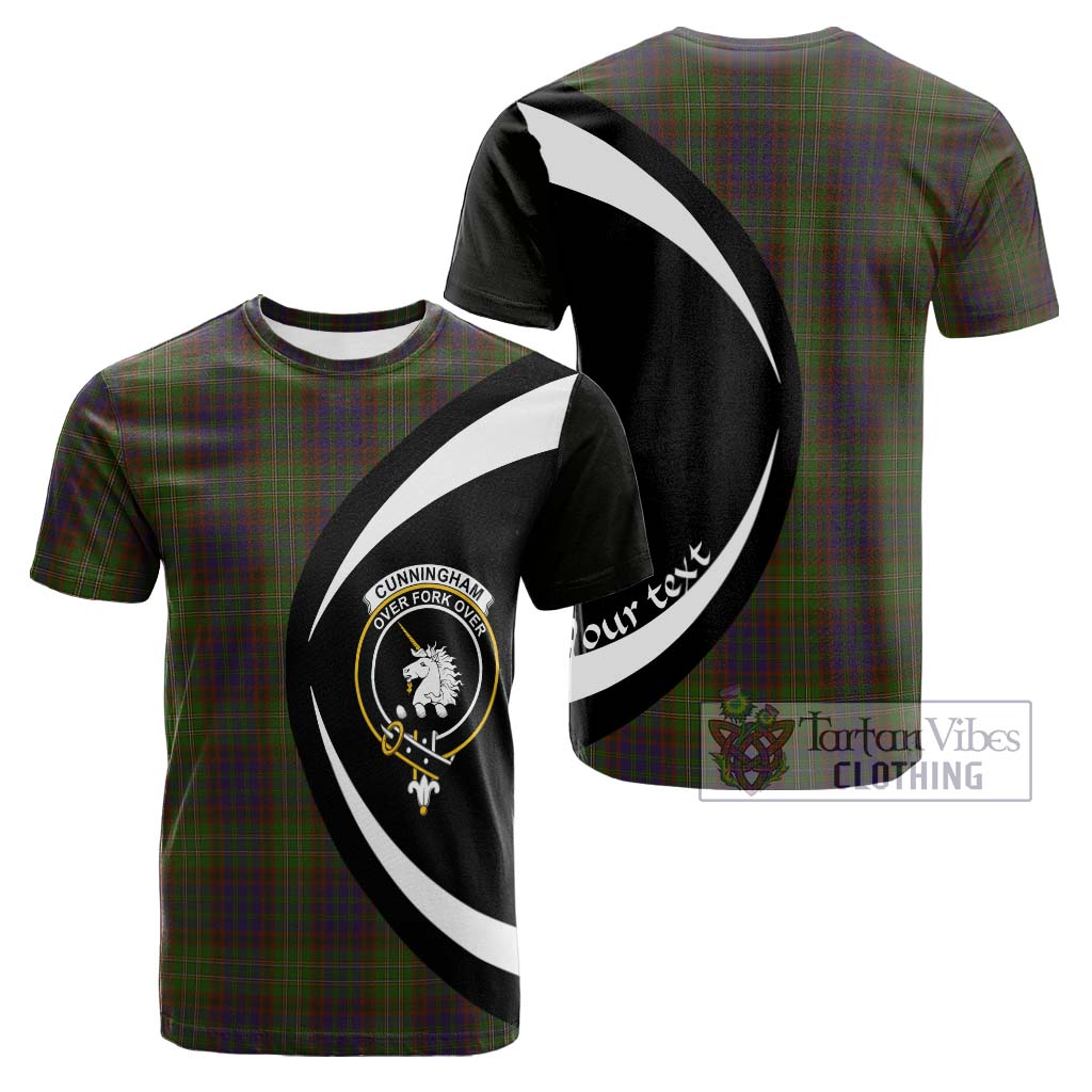 Tartan Vibes Clothing Cunningham Hunting Modern Tartan Cotton T-shirt with Family Crest Circle Style