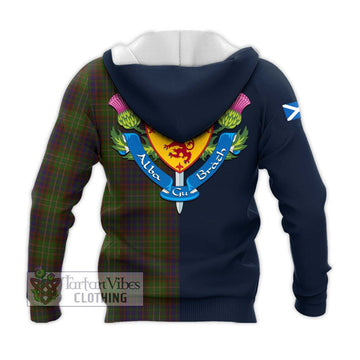 Cunningham Hunting Modern Tartan Knitted Hoodie Alba with Scottish Lion Royal Arm Half Style