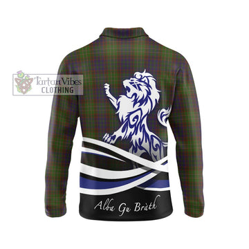 Cunningham Hunting Modern Tartan Long Sleeve Polo Shirt with Alba Gu Brath Regal Lion Emblem