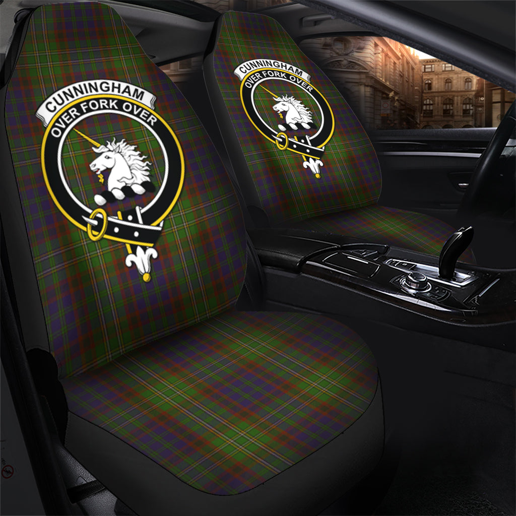 Cunningham Hunting Modern Tartan Car Seat Cover with Family Crest - Tartanvibesclothing