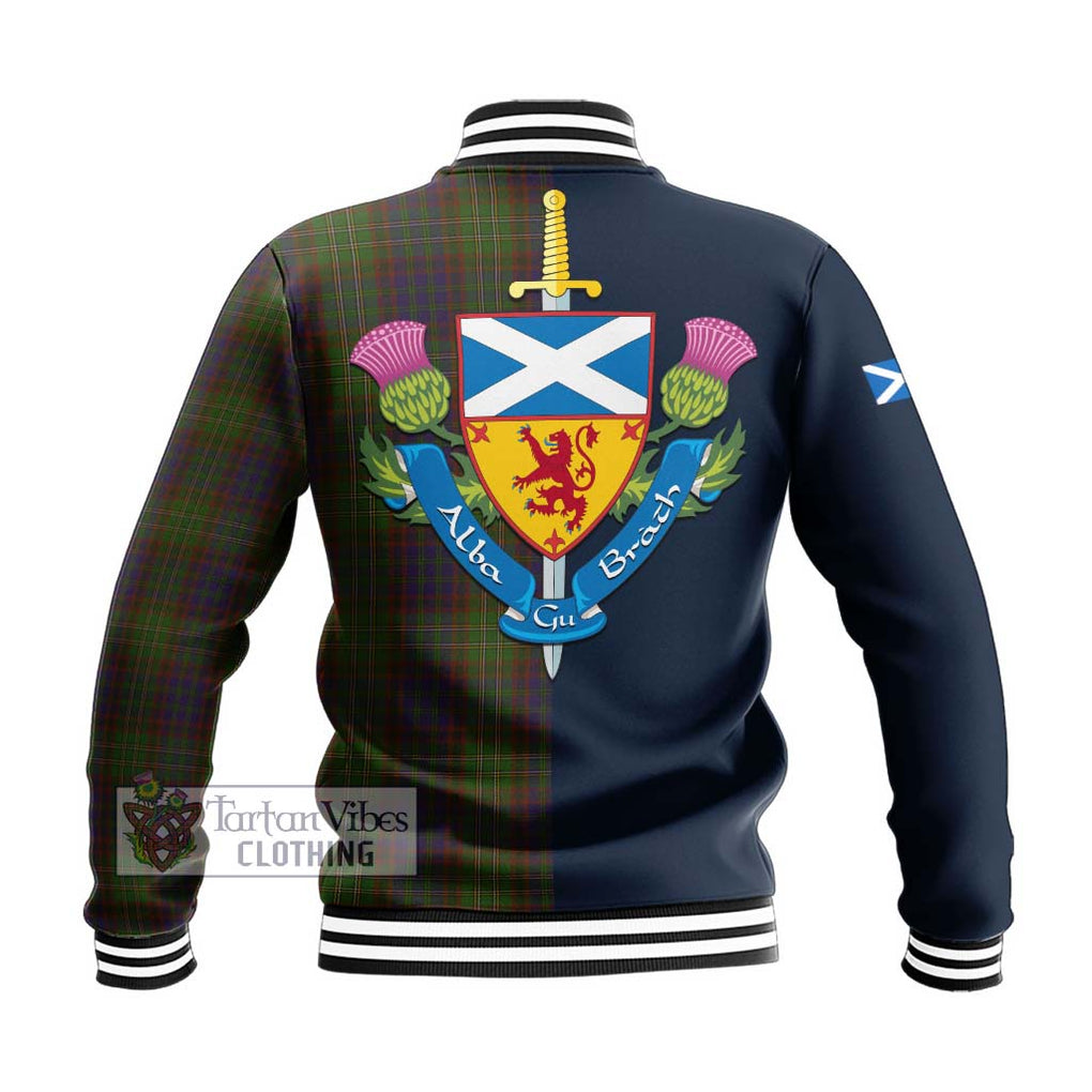 Tartan Vibes Clothing Cunningham Hunting Modern Tartan Baseball Jacket with Scottish Lion Royal Arm Half Style