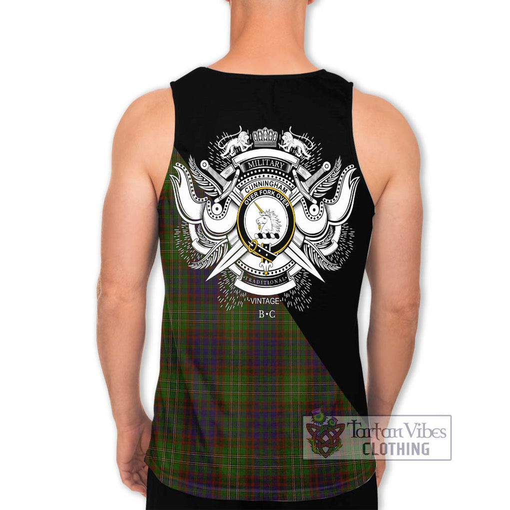 Cunningham Hunting Modern Tartan Men's Tank Top with Family Crest and Military Logo Style - Tartanvibesclothing Shop