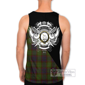 Cunningham Hunting Modern Tartan Men's Tank Top with Family Crest and Military Logo Style