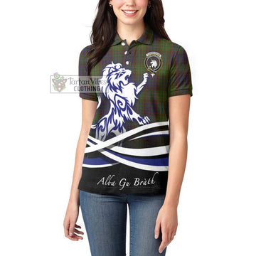 Cunningham Hunting Modern Tartan Women's Polo Shirt with Alba Gu Brath Regal Lion Emblem