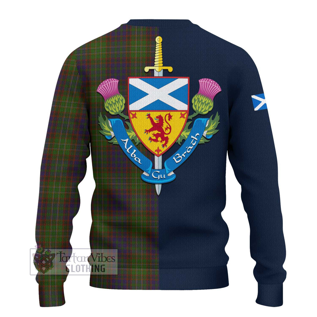 Tartan Vibes Clothing Cunningham Hunting Modern Tartan Knitted Sweater with Scottish Lion Royal Arm Half Style