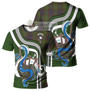 Cunningham Hunting Modern Tartan T-Shirt with Epic Bagpipe Style