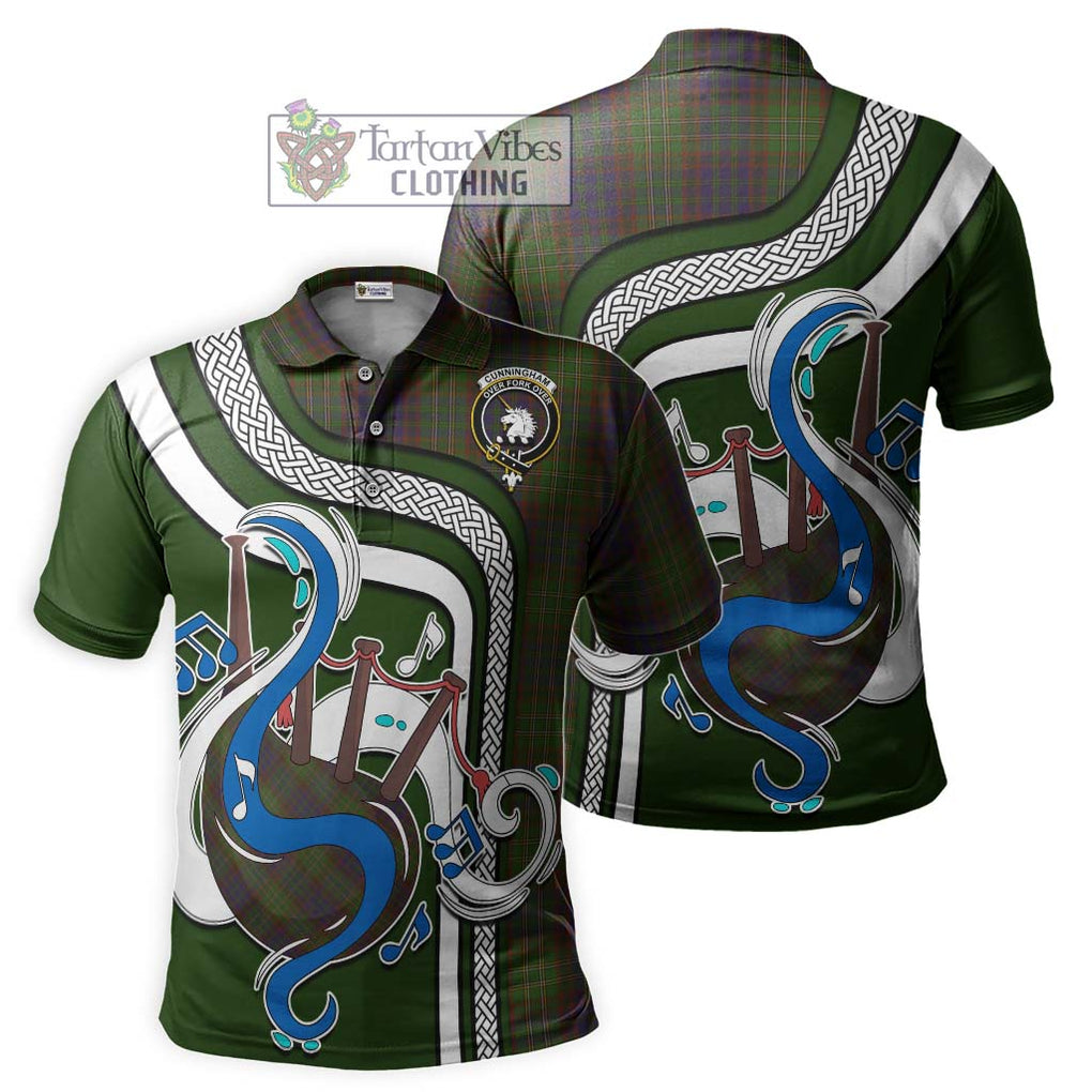 Tartan Vibes Clothing Cunningham Hunting Modern Tartan Polo Shirt with Epic Bagpipe Style