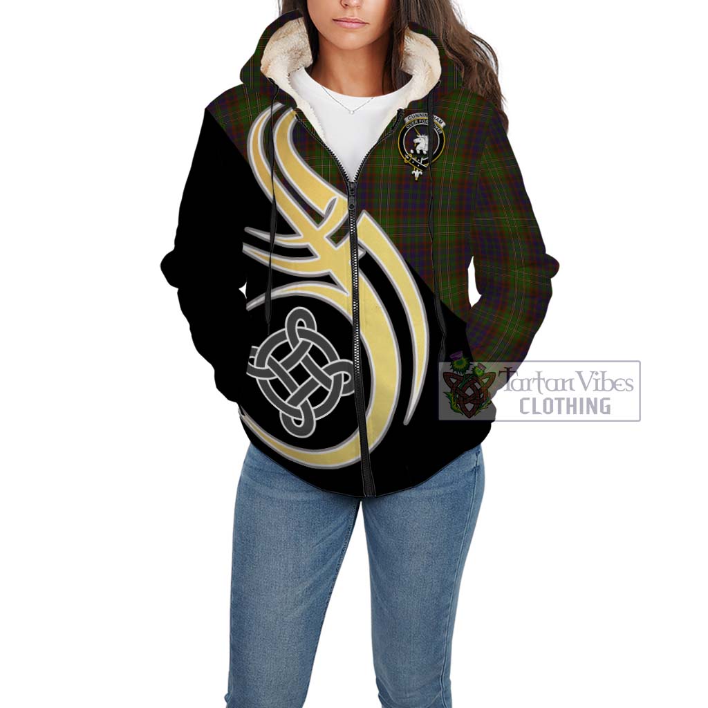 Cunningham Hunting Modern Tartan Sherpa Hoodie with Family Crest and Celtic Symbol Style Unisex - Tartan Vibes Clothing