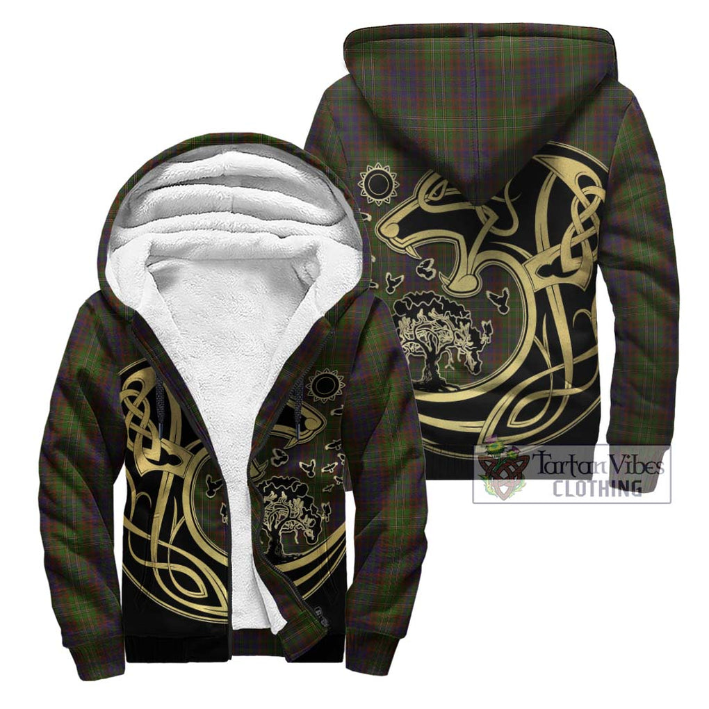 Cunningham Hunting Modern Tartan Sherpa Hoodie with Family Crest Celtic Wolf Style Unisex - Tartan Vibes Clothing