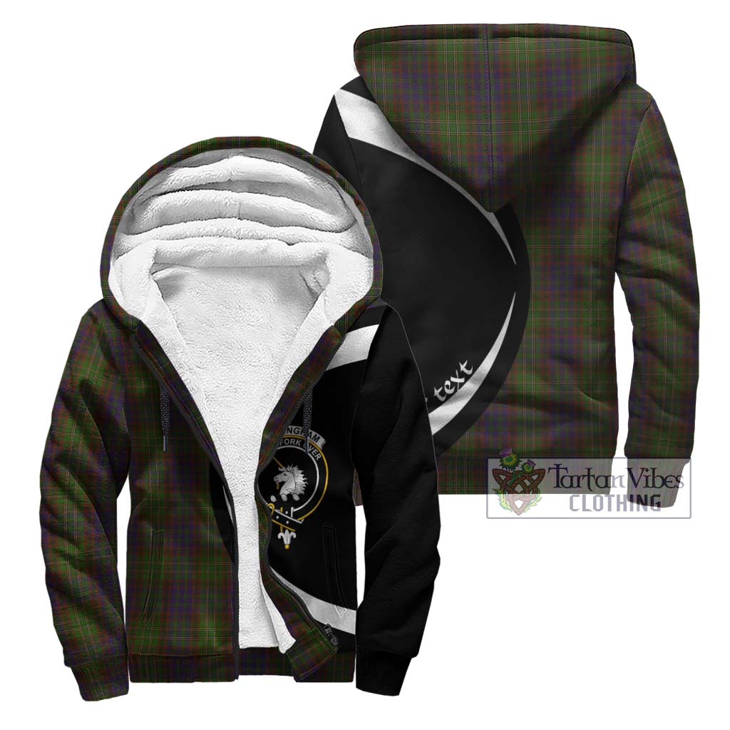 Cunningham Hunting Modern Tartan Sherpa Hoodie with Family Crest Circle Style Unisex - Tartan Vibes Clothing