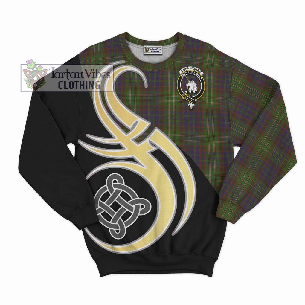 Cunningham Hunting Modern Tartan Sweatshirt with Family Crest and Celtic Symbol Style - Tartan Vibes Clothing