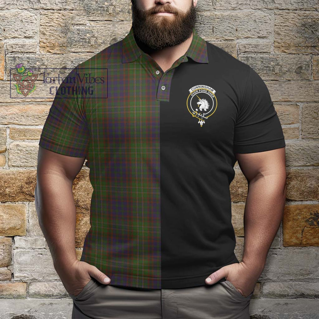 Cunningham Hunting Modern Tartan Polo Shirt with Family Crest and Half Of Me Style - Tartanvibesclothing Shop