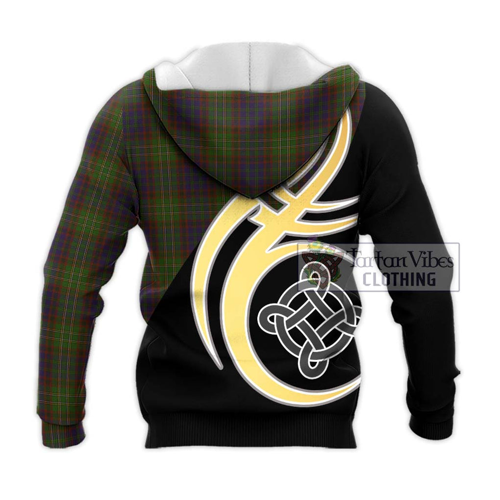 Cunningham Hunting Modern Tartan Knitted Hoodie with Family Crest and Celtic Symbol Style - Tartan Vibes Clothing