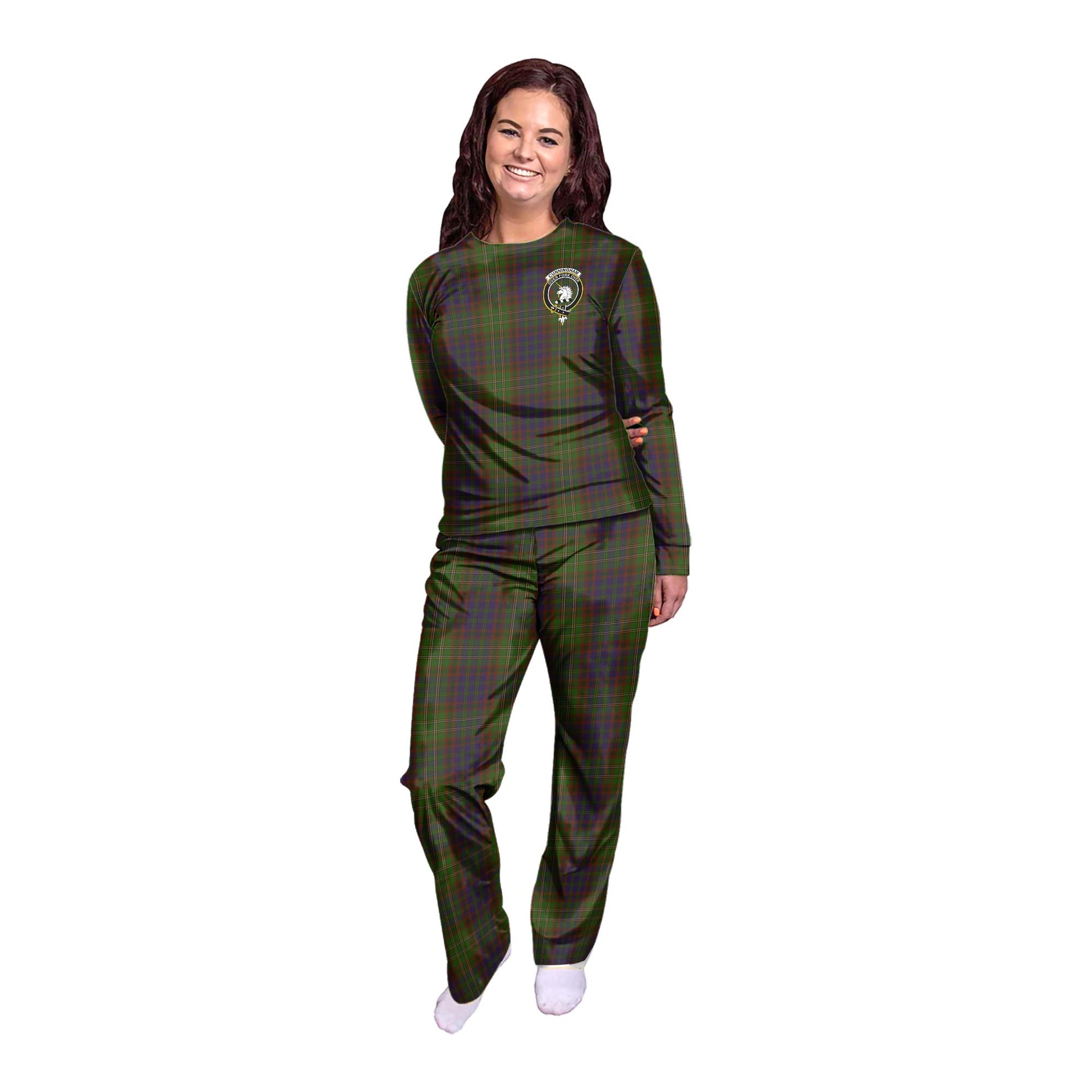 Cunningham Hunting Modern Tartan Pajamas Family Set with Family Crest - Tartan Vibes Clothing