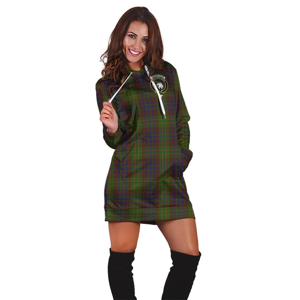 Cunningham Hunting Modern Tartan Hoodie Dress with Family Crest - Tartan Vibes Clothing