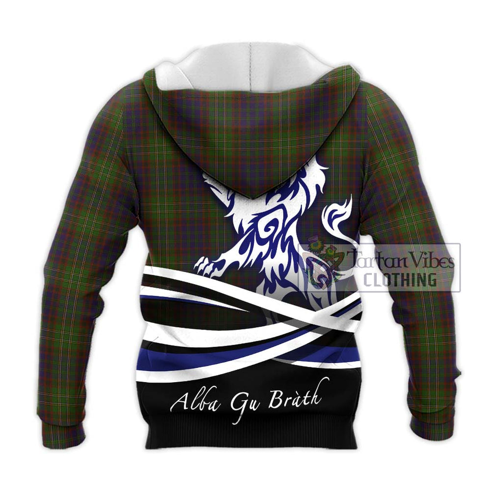 Cunningham Hunting Modern Tartan Knitted Hoodie with Alba Gu Brath Regal Lion Emblem - Tartanvibesclothing Shop